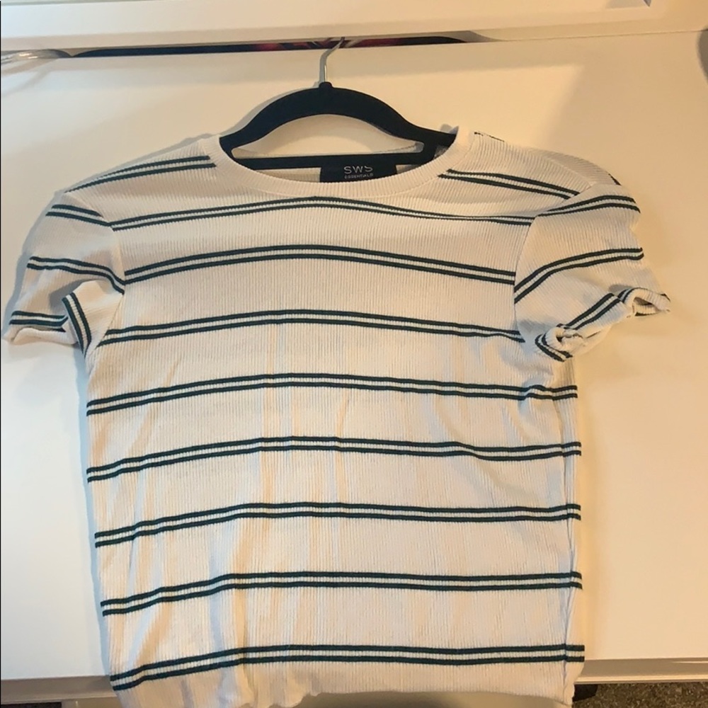 forever 21 striped green and white top
